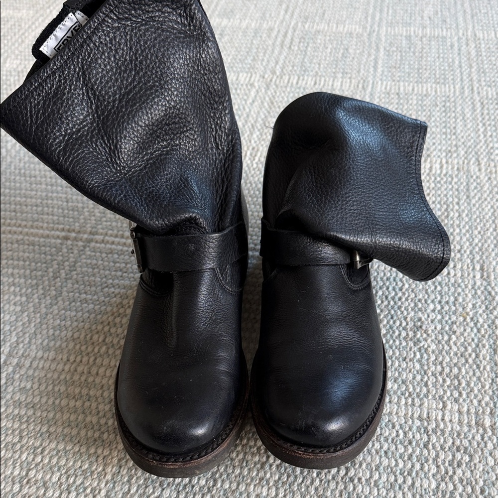 Frye Black Leather Ankle Boots